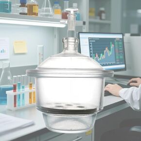 Glass Vacuum Desiccator, Glass Vacuum Dryer with Porcelain Plate, Thickened Wall/High Transparency, for Laboratory Research, Suitable for Pharmaceutical, Chemical and Food Industries in Saudi Arabia