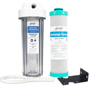 RV Water Filter System with Activated Carbon Filter 2.5X10 1/2" NPT Ports Replaces FRE-10H OEM in Kuwait