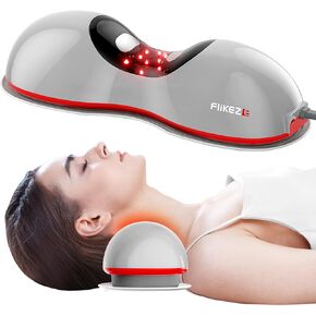 نقالة ساخنة للرقبة مع العلاج بالضوء الأحمر، جهاز جر عنق الرحم اللاسلكي لتخفيف آلام المفصل الفكي الصدغي واسترخاء الكتف، وسادة تدليك جر الرقبة للاستخدام في المنزل/المكتب، رمادي in Kuwait