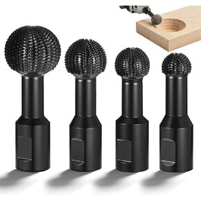 4 Pcs Sphere Rotary Burr Set, Ball Gouge Angle Grinder Attachments, Ball Gouge for Angle Grinder, Spherical Grinding Head Wood Carving Burrs for, Slotting, Engraving,Polishing (Black, 5/8-11 Threads) in Kuwait
