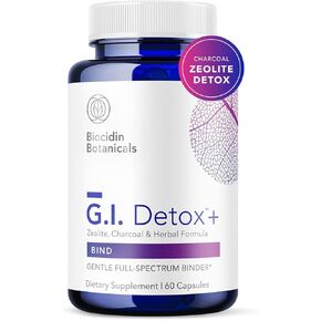 Biocidin G.I. يزيل السموم+ موثق الفحم المنشط والزيوليت مع السموم من السيليكا - يساعد على ربط السموم الواضحة - تدعم تطهير الجسم الكامل وقد يقلل من الانتفاخ (60 كبسولة) in Kuwait