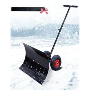 مجرفة الثلج ذات العجلات من ELEFOCUS، مجرفة إزالة الثلج، دافعة الثلج المتدحرجة لفصل الشتاء، ارتفاع مقبض قابل للتعديل واتجاه المجرفة (مقبض واحد) in Kuwait