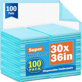 100 قطعة من وسادات السرير مقاس 76.2 سم × 91.44 سم، للاستعمال مرة واحدة للبالغين، وسادات سرير لسلس البول، وسادات ظرف فائقة الامتصاص للاستعمال مرة واحدة، وسادات سفلية كبيرة جدًا، وسادات تبول للبالغين والحيوانات الأليفة والأطفال، وسادات تدريب الجراء in Kuwait