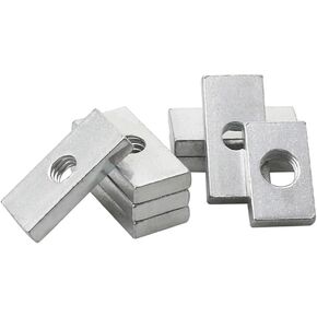 10 قطع RWRAPS 10 قطع M3 M4 M5 M6 M8 مربعة الشكل، صواميل مستطيلة رفيعة، صواميل منزلق رفيعة مطلية بالزنك، ملحقات ألومنيوم سوداء (اللون: 10 قطع، الحجم: M5x24x12x2.5 مم) in Kuwait