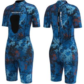 Seaskin Shorty Wetsuit for Womens, 3mm Neoprene Camouflage Diving Suits in Kuwait