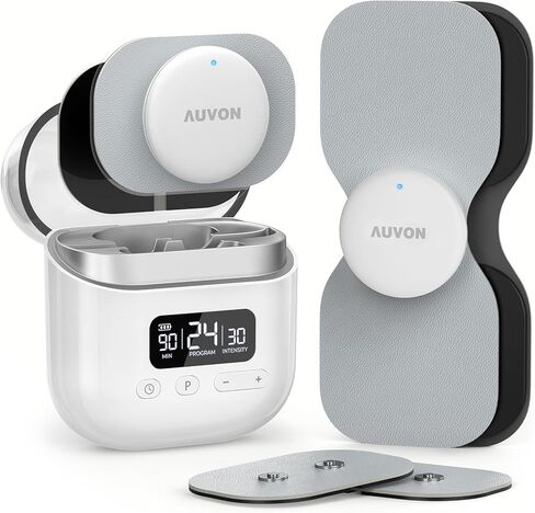 AUVON Wireless 24 Modes TENS Unit Muscle Stimulator for Pain Relief, Smart Rechargeable TENS Machine with Dual Size 6 TENS Pads for Physical Therapy, Pocket-Size TENS Device for Shoulder & Back Pain in Kuwait