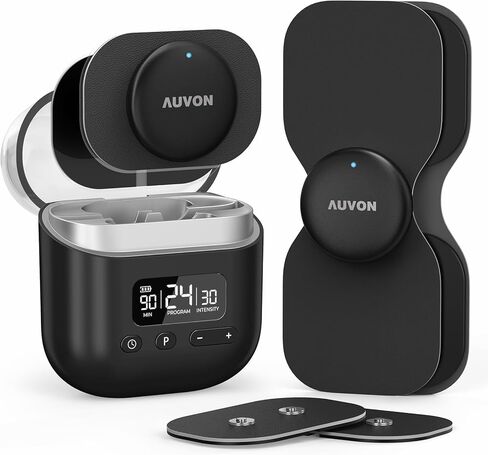 جهاز تحفيز العضلات اللاسلكي 24 وضعًا من AUVON لتخفيف الألم، جهاز عشرات ذكي قابل لإعادة الشحن مع وسادات مزدوجة الحجم 6 عشرات للعلاج الطبيعي، جهاز عشرات بحجم الجيب لآلام الكتف والظهر in Kuwait