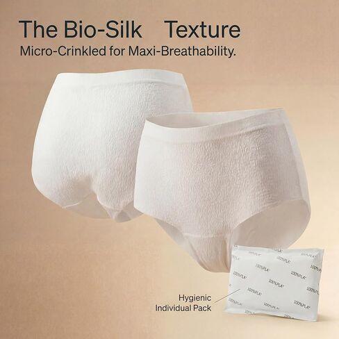 Bio-Silk Disposable Underwear for Women (6 Count, Fits S-M) — Postpartum & Heavy Flow Period Briefs, High Waist C-Section Pad Holder | Plant-Based, Breathable, Hypoallergenic in Kuwait