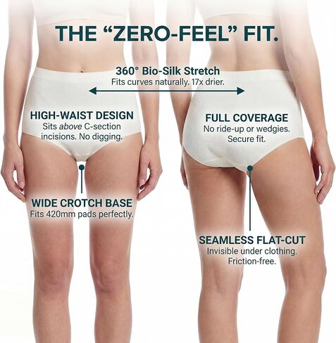 Bio-Silk Disposable Underwear for Women (6 Count, Fits S-M) — Postpartum & Heavy Flow Period Briefs, High Waist C-Section Pad Holder | Plant-Based, Breathable, Hypoallergenic in Kuwait