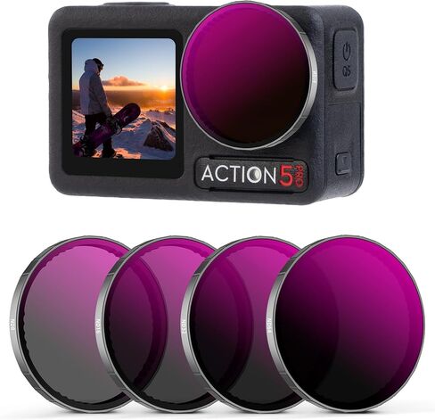 Walking Way ND Filter Set Compatible with DJI Osmo Action 5 Pro/Action 4-4 Pack (ND8, ND16, ND32, ND64), Neutral Density Filters HD Optical Glass/Multi-Coated/Aluminum Frame in Kuwait
