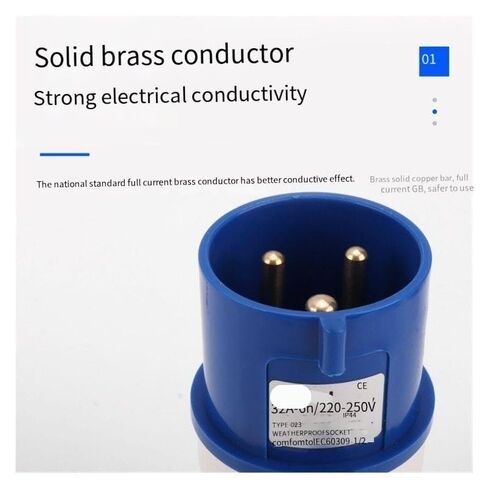 1pc ZQ-023 32A 3-Pin Plug - Three-Phase Industrial Connector for AC220V Applications in Kuwait