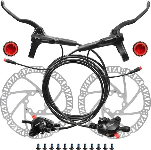 MT200 Hydraulic Brake for Ebike, 2-Pin Power-Off E-Bike Hydraulic Disc Brake Set with 160/180/203mm Rotors, 2-Piston Hydraulic Brakes Pre-Bled with Mineral Oil (Ebike Brakes+180mm Rotors) in Saudi Arabia