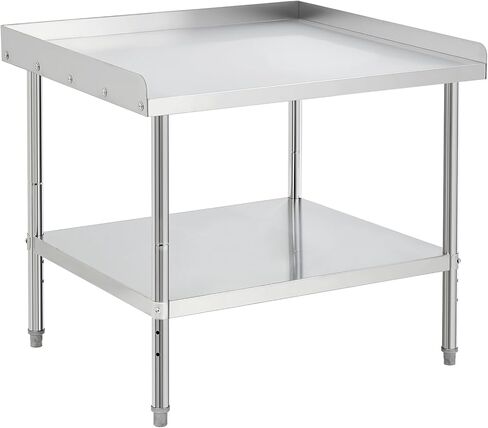 Heavy Duty 36"x30" Stainless Steel Grill Stand Table – 1000 lbs Top Shelf, Adjustable Height Legs, 2" Edge Baffle, NSF Certified, with Wheels – Ideal for Restaurant, Kitchen, Hotel, Home in Saudi Arabia