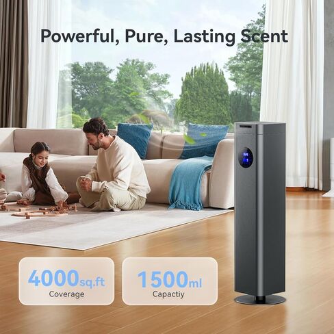 ماكينة هواء برائحة 1500 مل من Aromadd للمنزل، تغطية 4000 قدم مربع، موزع بدون ماء، موزع روائح الزيوت العطرية، موزع روائح الفنادق، بخاخات الهواء البارد لغرفة كبيرة في مكتب الفندق (رمادي تيتانيوم) in Kuwait