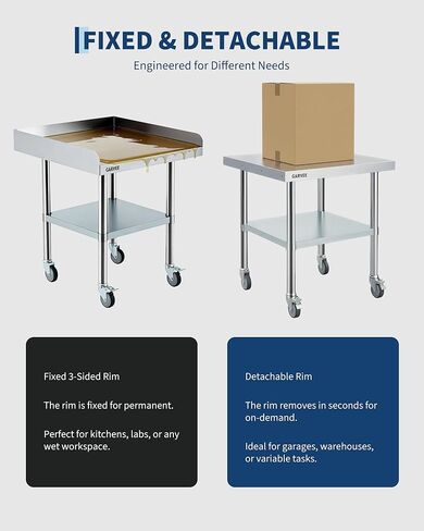 طاولة عمل من الفولاذ المقاوم للصدأ شديدة التحمل مقاس 24 × 24 بوصة مع سبلاش خلفي قابل للفصل من 3 جوانب، رف سفلي قابل للتعديل، عجلات قفل، طاولة إعداد تجارية للمطعم، المطبخ، المرآب in Kuwait
