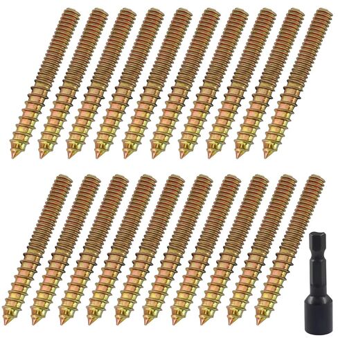 Litoexpe 20 Pcs 1/4-20 x 3 Inch Hanger Bolts Double Headed Bolts with Driver Self Tapping Screw Furniture Accessories for Wood Joint in Saudi Arabia