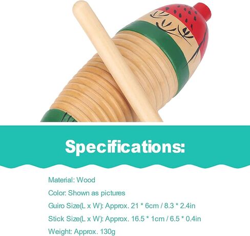 Colorful Fish Shaped Guiro Instrumen, Guiro Instrument Fish Shaped with Rhythm Sticks for Adults (21cm) in Kuwait