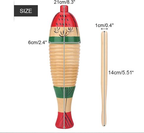 Colorful Fish Shaped Guiro Instrumen, Guiro Instrument Fish Shaped with Rhythm Sticks for Adults (21cm) in Kuwait