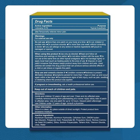 4% Lidocaine Pain Relief Patches – Maximum OTC Strength, Fast-Acting Targeted Relief, for Muscle & Joint Discomfort, 30 Count - 589 . in Kuwait