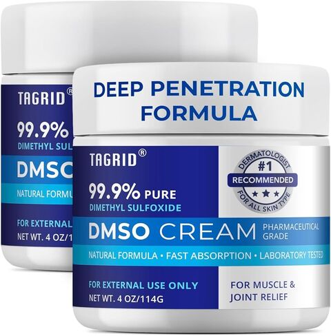 TAGRID DMSO Cream Pharmaceutical Grade: 99.9% Pure DMSO with Magnesium, Arnica & Aloe Vera for Muscle and Joint Pain Relief - Fast Acting Topical Cream for Body Wellness (4 Oz (Pack of 1)) in Kuwait