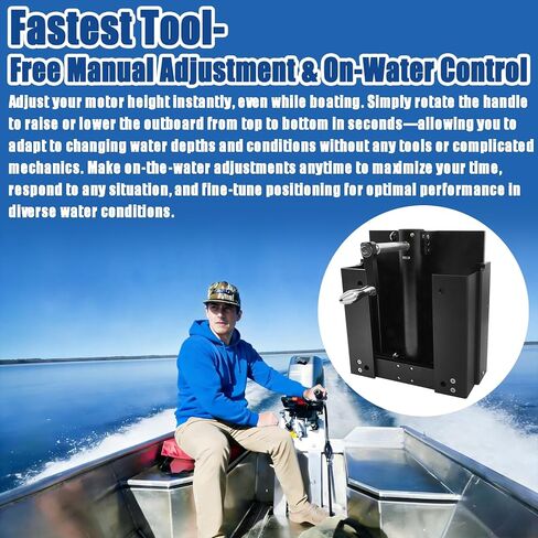 Adjustable Manual Boat Jack Plate for Outboard Motors Up to 30hp, Standard Manual Jack Plate with Easy On-Water Adjustment, High Grade Marine Material, Black in Kuwait