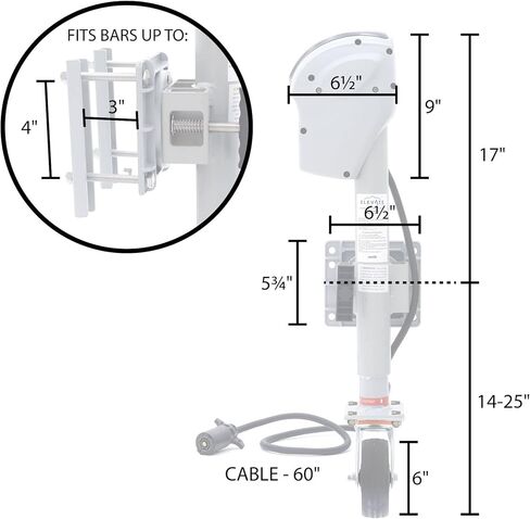 رافعة بحرية كهربائية لمقطورات القوارب، عجلات 5.5 بوصة - سعة 1500 رطل، لا حاجة إلى أسلاك in Kuwait