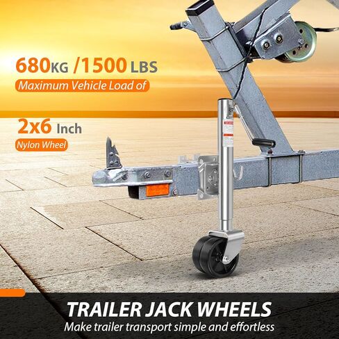 مقبس مقطورة بوزن 1500 رطل مع عجلة مزدوجة 6 بوصات، رفع 10 بوصات، حامل قدم لمقطورة القارب الدوارة للخدمة الشاقة لمركب RV، فولاذ مجلفن، فضي in Kuwait