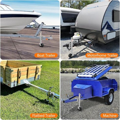 مقبس مقطورة بوزن 1500 رطل مع عجلة مزدوجة 6 بوصات، رفع 10 بوصات، حامل قدم لمقطورة القارب الدوارة للخدمة الشاقة لمركب RV، فولاذ مجلفن، فضي in Kuwait