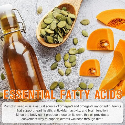 Pumpkin Seed Oil with Saw Palmetto Softgels,1000mg, 300 Count, Cold-Pressed with Essential Fatty Acids & Phytosterols, Fast Acting & Visible Effect in Days, Supports Hair, Bladder & Prostate Health in Kuwait