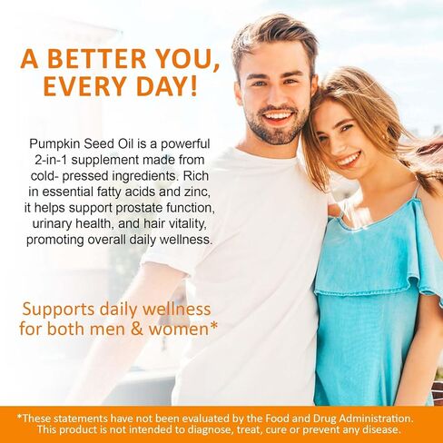 Pumpkin Seed Oil with Saw Palmetto Softgels,1000mg, 300 Count, Cold-Pressed with Essential Fatty Acids & Phytosterols, Fast Acting & Visible Effect in Days, Supports Hair, Bladder & Prostate Health in Kuwait