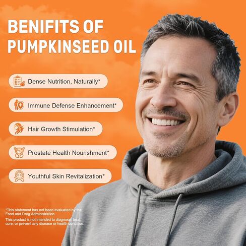 Pumpkin Seed Oil with Saw Palmetto Softgels, 3000mg Per Serving, 600 Softgels | Cold-Pressed with Essential Fatty Acids & Phytosterols | Supports Hair, Urinary, Bladder & Prostate Health | Non-GMO in Kuwait
