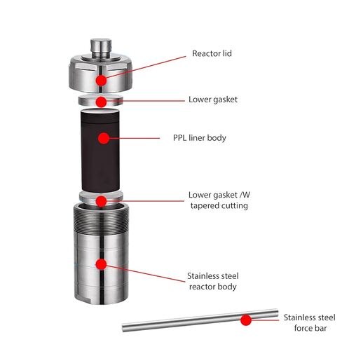 مفاعل الأوتوكلاف التوليفي الحراري المائي مع وعاء مبطن بـ PPL سعة 50 مل / 1.69 أونصة سائلة in Kuwait