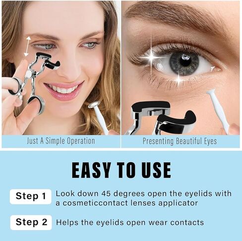 أداة وضع العدسات اللاصقة - مساعد سهل للعدسات للمبتدئين، والأظافر الطويلة، والسفر والاستخدام اليومي، أسود in Kuwait