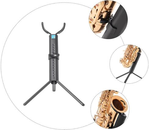 Foldable Tenor Saxophone Stand Bracket Portable Instrument Holder with Blue Case for Tenor Saxophone Storage and Display in Kuwait