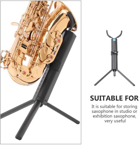 Foldable Tenor Saxophone Stand Bracket Portable Instrument Holder with Blue Case for Tenor Saxophone Storage and Display in Kuwait