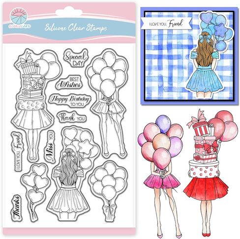 GLOBLELAND Lady's Daily Clear Stamp for Scrapbooking Woman Special Day Silicone Stamps Have A Nice Day Transparent Stamp for Card Making DIY Embossing Journaling in Kuwait