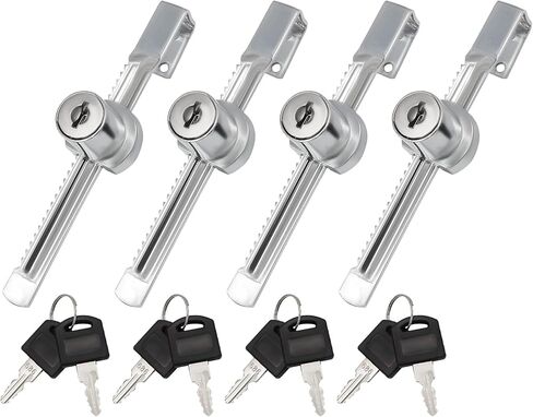 4 قطع من قفل الباب الزجاجي المنزلق، شاشة عرض أمان بقفل بسقاطة مطلية بالكروم، شاشة عرض ذات مفاتيح على حد سواء لحالات العرض in Kuwait