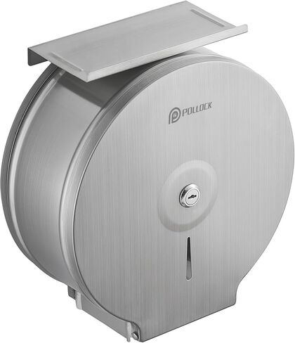 Commercial Jumbo Toilet Paper Dispenser with Shelf, 304 Stainless Steel 9" Roll Paper Holder Wall Mount, Bathroom Tissue Roll Dispenser with Lock Key, in Kuwait