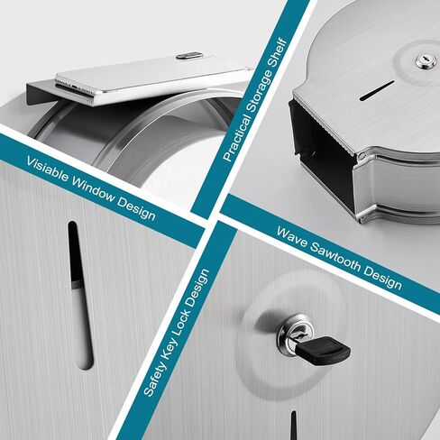 Commercial Jumbo Toilet Paper Dispenser with Shelf, 304 Stainless Steel 9" Roll Paper Holder Wall Mount, Bathroom Tissue Roll Dispenser with Lock Key, in Kuwait