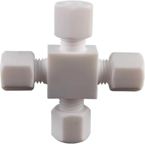 الصليب 4 طرق 3 4 6 8 10 12mm 1/8 "1/4" 3/8 "1/2" 1 "OD أنبوب ضغط الاتحاد الأنابيب المناسب PTFE مقرنة موصل محول (12 مم) in Kuwait