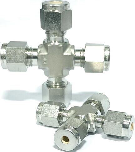 1/16" 1/8" 1/4" 3/8" 3mm Tube OD Compression Union Cross 4 Ways SUS316L Stainless Steel Pipe Fitting Connector Coupler Adapter(1l16Inch) in Saudi Arabia
