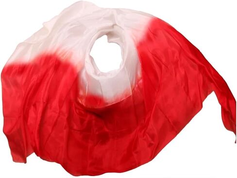 حجاب الرقص الشرقي، حجاب الرقص الشرقي الحريري، دعائم أداء المسرح، وشاح اليد، حجاب حريري، إكسسوارات الرقص الشرقي (أبيض وأحمر، 90 × 200 سم) in Kuwait