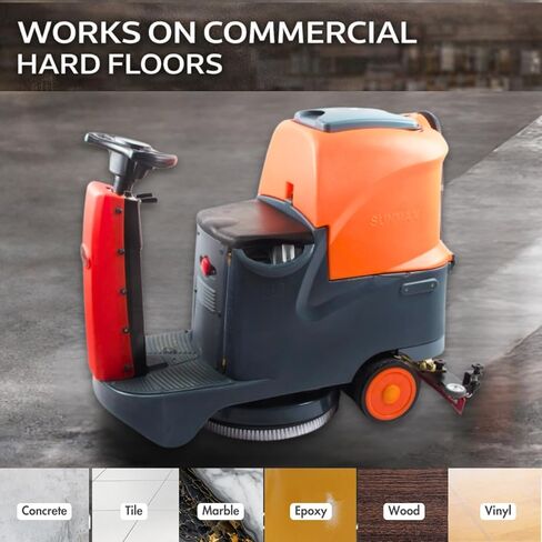 Ride-On Commercial Floor Scrubber Machine, 48,400 Sq Ft/H, 22" Brush, 31.5" Squeegee, 18.5/18.5-Gal Dual Tanks, 5-Hour Runtime, Hard Floor Cleaner for Warehouses, Retail, Schools & Factories in Kuwait