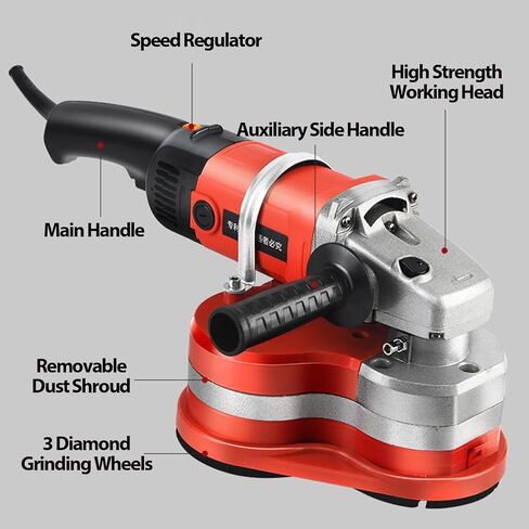 Electric Concrete Grinder, Adjustable Speed Rock Polisher, Floor Polishing Machine for Stone Marble Tile Cement Concrete Floor Grinding Cleaning, 3x Diamond Grinding Wheels, 3 Sets Sanding Pads in Saudi Arabia