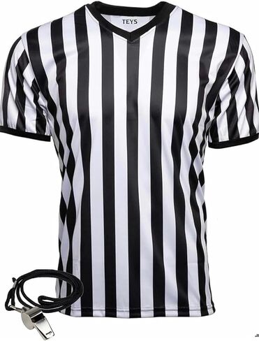 TEYS Official Referee Shirt with Whistle - Pro-Style Officiating Jersey for Basketball, Soccer & Football | Moisture-Wicking in Saudi Arabia
