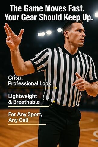 TEYS Official Referee Shirt with Whistle - Pro-Style Officiating Jersey for Basketball, Soccer & Football | Moisture-Wicking in Saudi Arabia