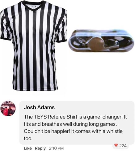 TEYS Official Referee Shirt with Whistle - Pro-Style Officiating Jersey for Basketball, Soccer & Football | Moisture-Wicking in Saudi Arabia