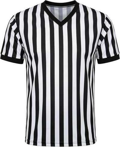 Men's Referee Shirt Women Official Football Basketball V-Neck Ref Jersey for Halloween Costume Umpire Waitress Uniform in Saudi Arabia