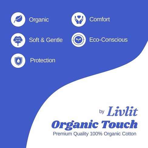 Livlit Ultra Thin Panty Liners Sanitary Pads, 100% Certified Organic Cotton from Texas, Light Absorbency, Chlorine Free, Unscented, Hypoallergenic Panty Liners for Women (40 Count) in Saudi Arabia