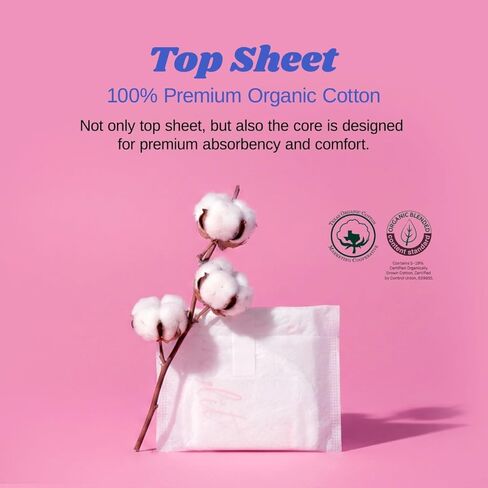 Livlit Ultra Thin Panty Liners Sanitary Pads, 100% Certified Organic Cotton from Texas, Light Absorbency, Chlorine Free, Unscented, Hypoallergenic Panty Liners for Women (40 Count) in Saudi Arabia